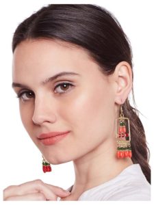 Pressa Red Beads Designer Western Earrings