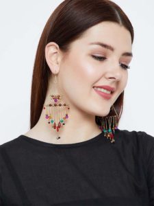 Colorful Beads and Everything Pretty Golden Metallic Bells Western Earrings