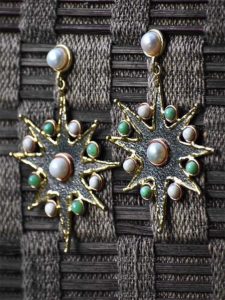 Crysophase Howlite Pearl Semi Precious Handmade Jewellery Earrings