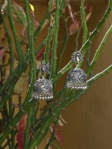 Glory Indie Designer Silver Tribal Jewellery Jhumka Earrings