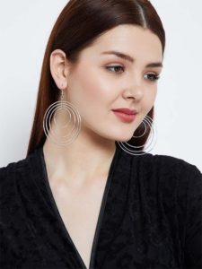 Multi Circular Swirled Silver Plated Designer Western Earrings
