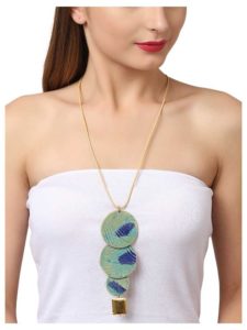 Sheer Glass Turquoise Trio Pendant Statement necklace