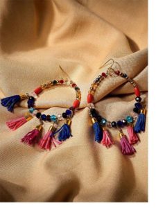 Vibrant Tassels With Colorful Beaded Bali Western Earrings