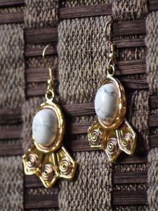 White Howlite Semi Precious Handmade Jewellery Earrings