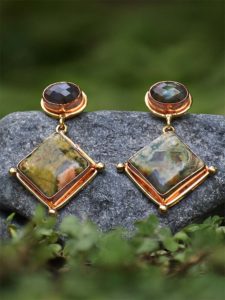 Riolite and Labrodorite Semi Precious Handmade Jewellery Earrings