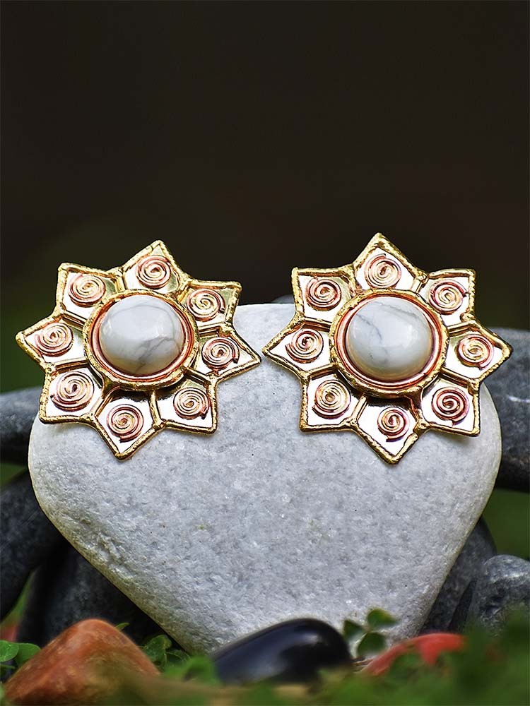 earrings with white howlite semi precious stones
