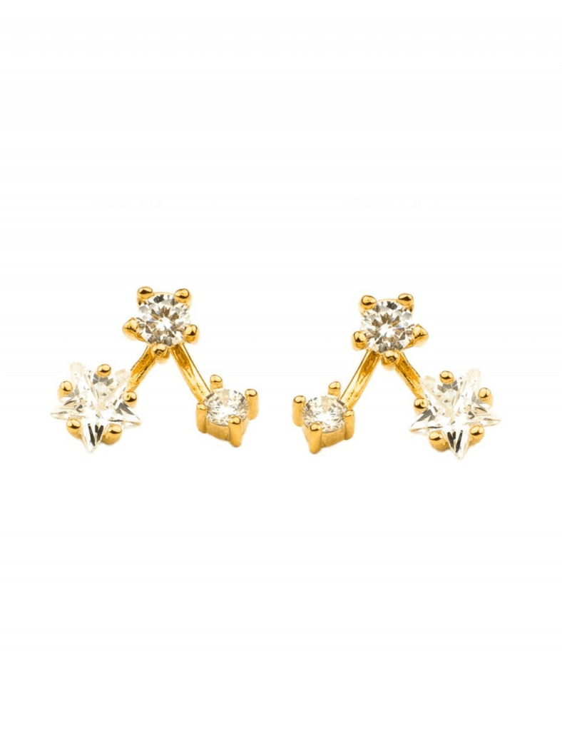 Star-Shaped Jacket gold earrings design for daily use