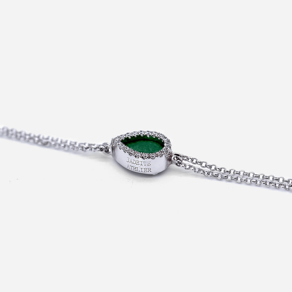 The Sleek Silver & Green Jade Bracelet