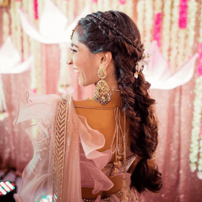 french hairstyle for lehenga