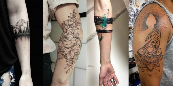 female classy half sleeve tattoo
