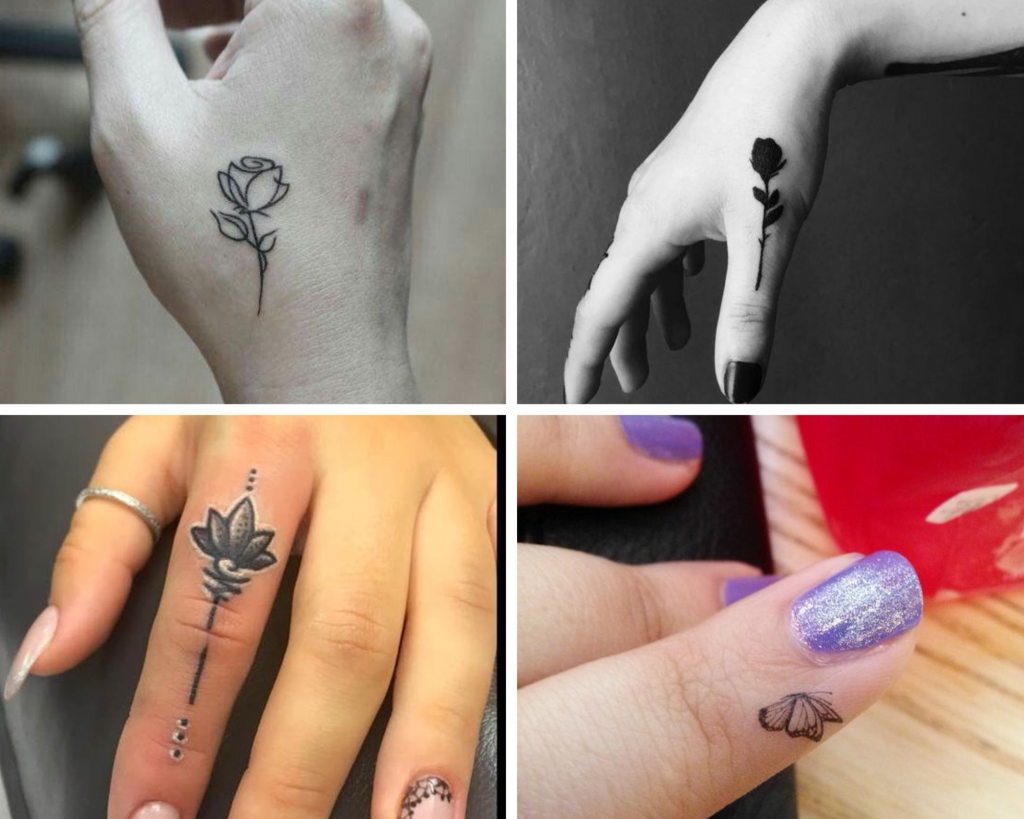 hand tattoos rose
