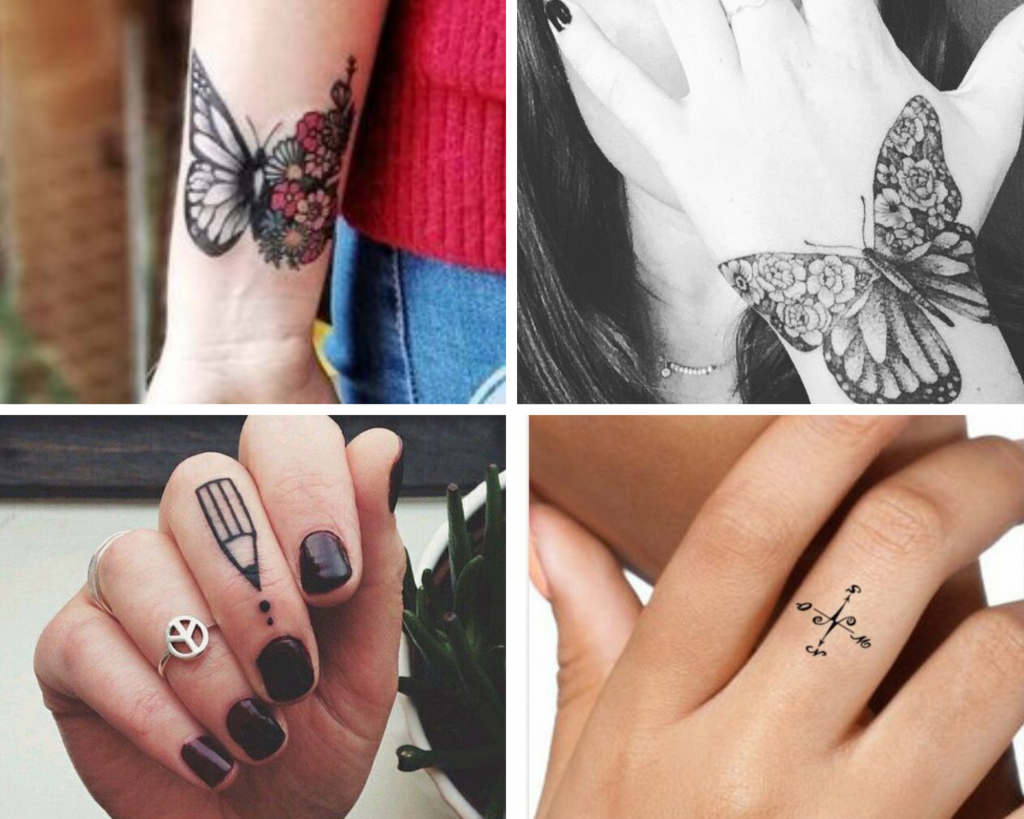 hand tattoos butterfly for women