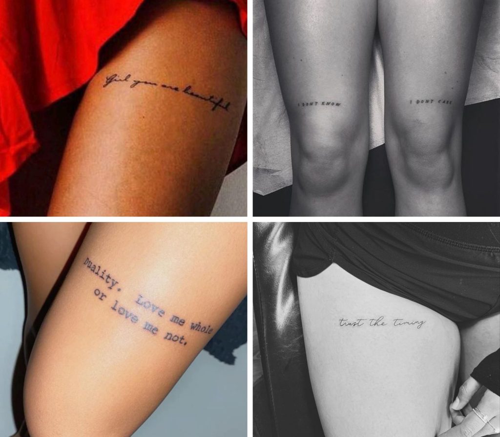 Top 84+ womens thigh tattoos writing super hot - thtantai2