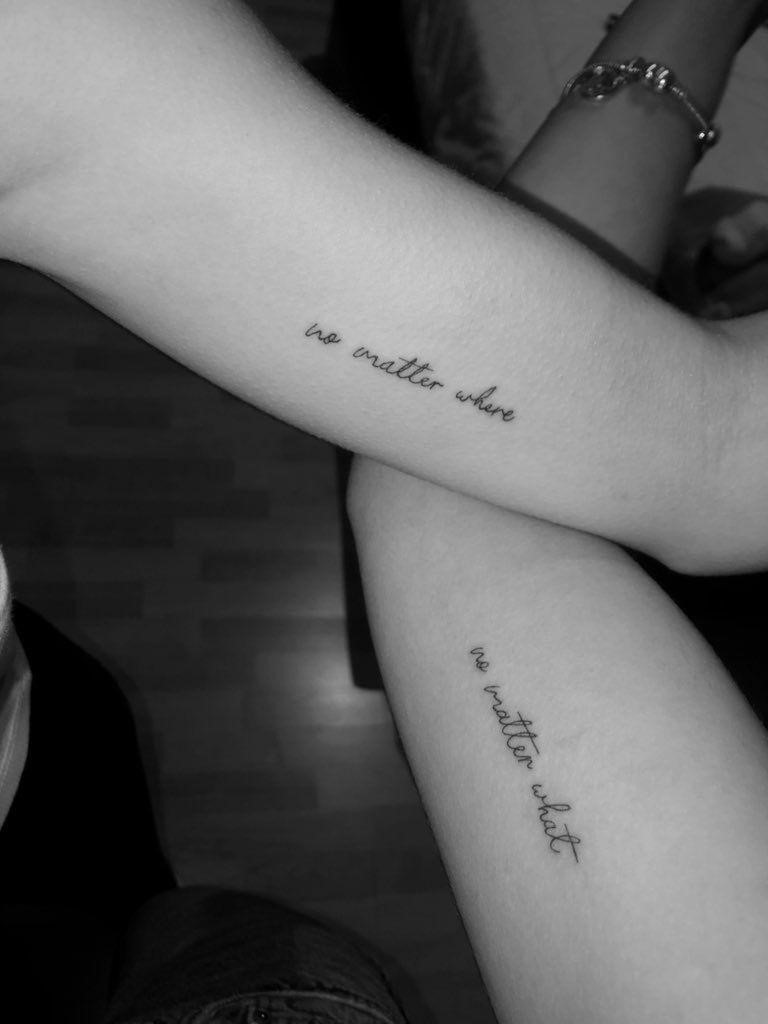 No matter where and no matter what quote tattoo on the arms of mother and daughter as an inspiration for mother daughter tattoos- ZeroKaata Studio