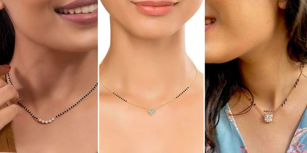 A collage of 3 Diamond mangalsutra designs 