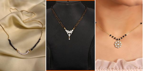 A collage of 3 short mangalsutra designs 