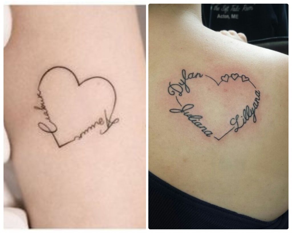 a collage of 2 heart tattoo name designs as an inspiration for heart for tattoo designs for you