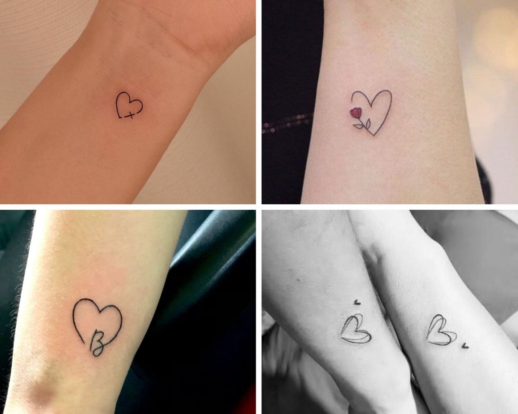 a collage of 4 heart tattoos small designs as an inspiration for heart for tattoo designs for you