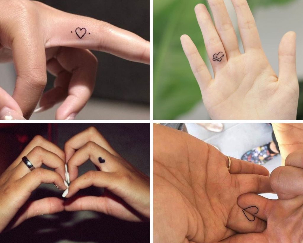 a collage of 4 heart tattoos finger designs as an inspiration for heart for tattoo designs for you