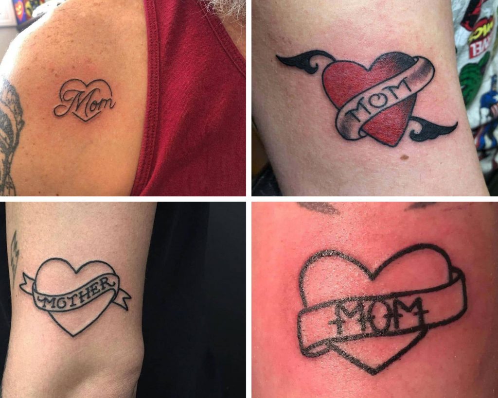 a collage of 4 Heart Tattoos Mom designs as an inspiration for heart for tattoo designs for you