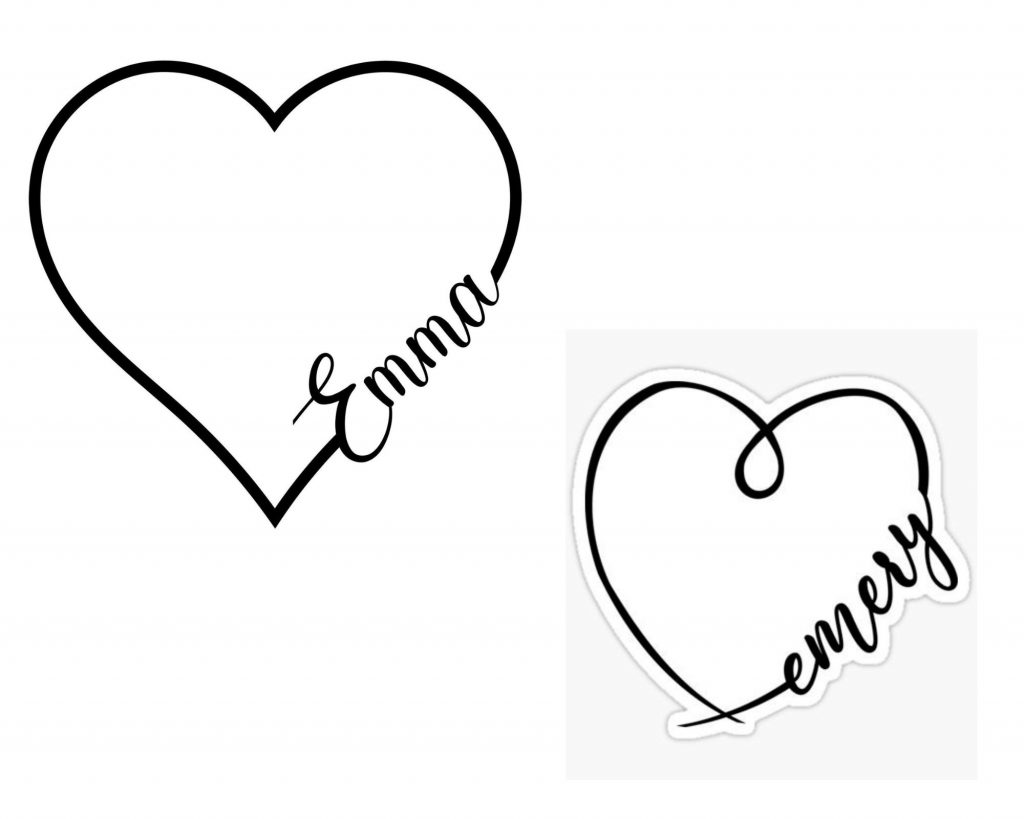 a collage of 2 heart tattoo name designs as an inspiration for heart for tattoo designs for you