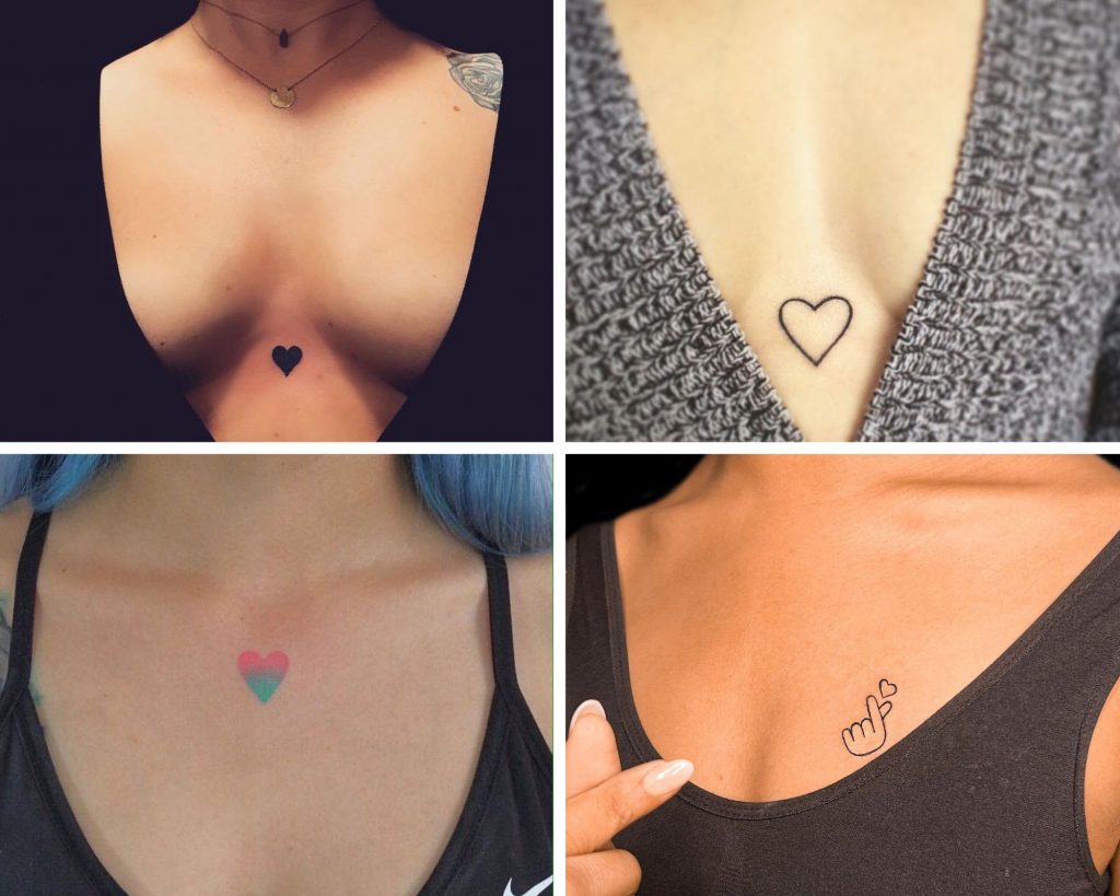 a collage of 4 heart tattoos on chest designs as an inspiration for heart for tattoo designs for you