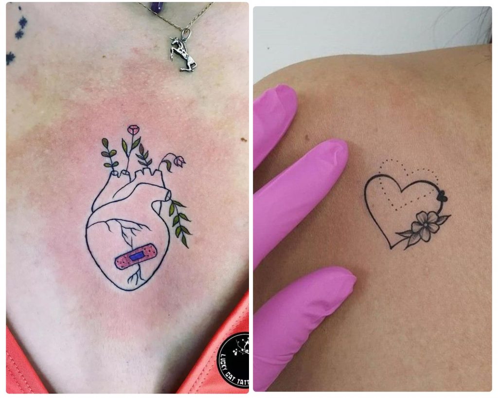 a collage of 2 heart tattoos on chest designs as an inspiration for heart for tattoo designs for you