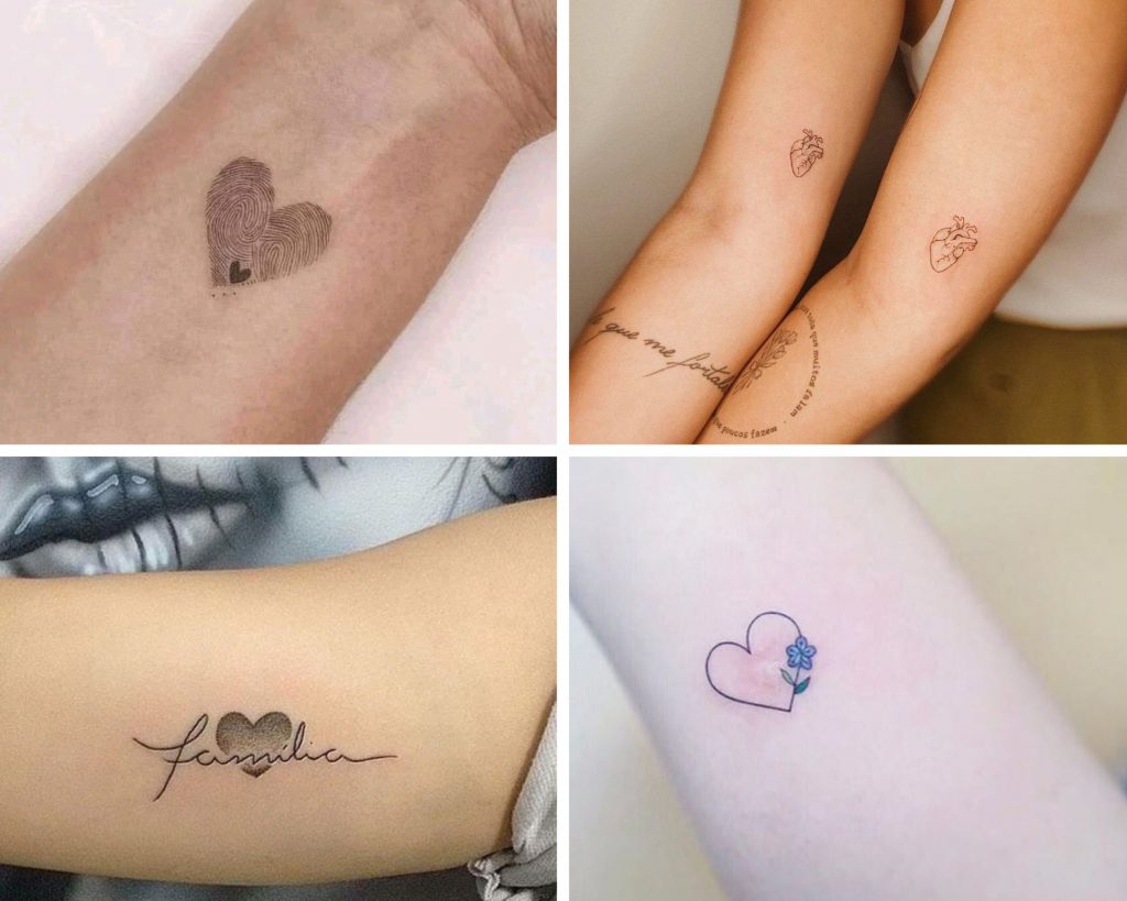 a collage of 4 heart tattoos on hand and arm designs as an inspiration for heart for tattoo designs for you