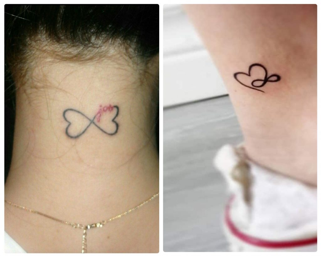 a collage of 2 Infinity With Heart Tattoos designs as an inspiration for heart for tattoo designs for you