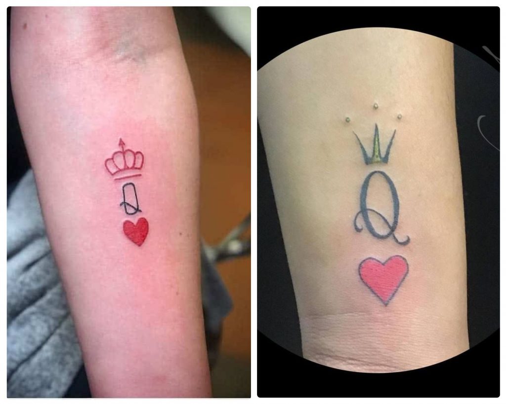 a collage of 2 Queen of hearts tattoo designs as an inspiration for heart for tattoo designs for you