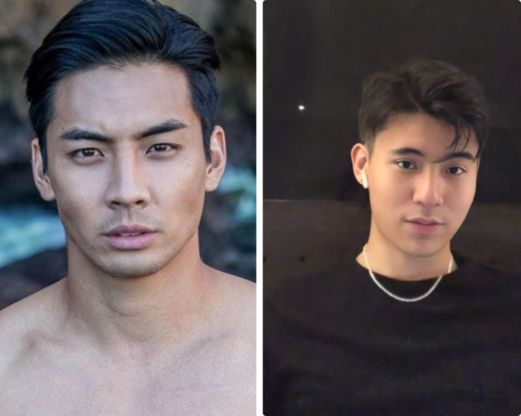 A collage of 2 men's hairstyle for round face for Asian men